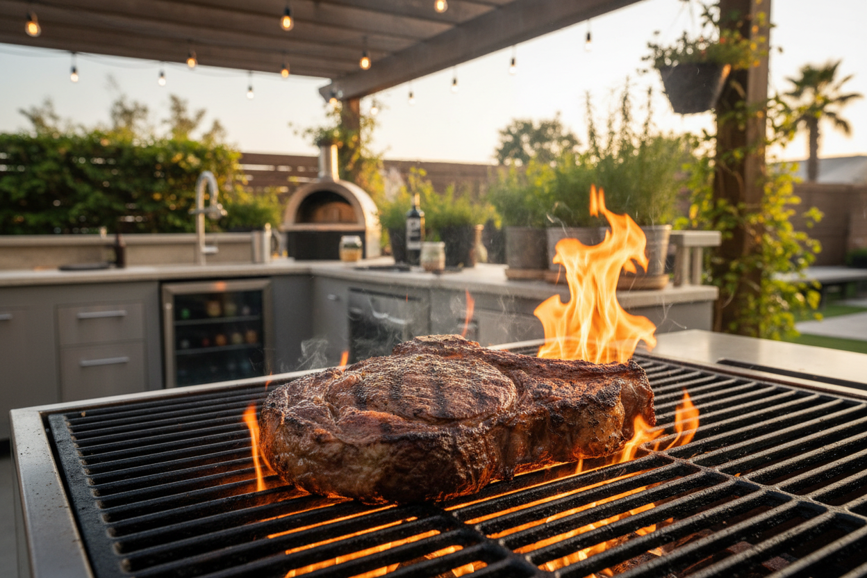 Fire Up the Holiday: Memorial Day Tomahawk Ribeyes & the Outdoor Kitchens Built for Moments Like This