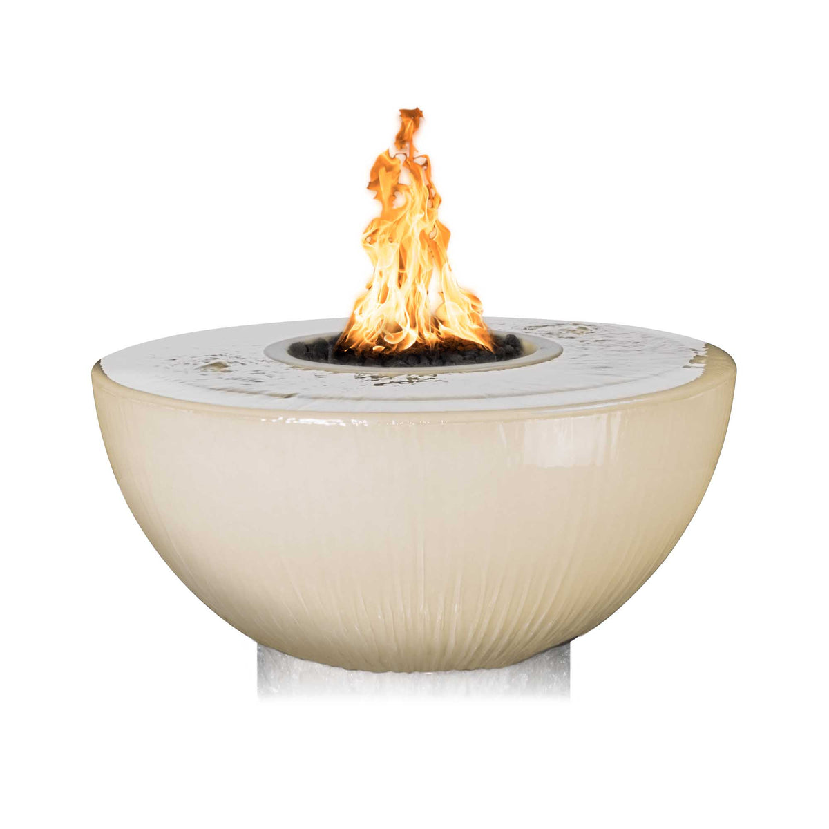The Outdoor Plus 38″ Sedona GFRC Fire & Water Bowl – 360° Spill