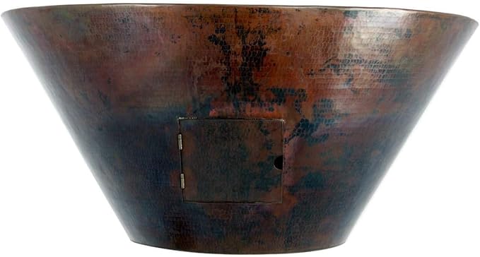 HPC - 32" Mesa Hammered Copper Gas Fire and Water Bowl with Penta Burner