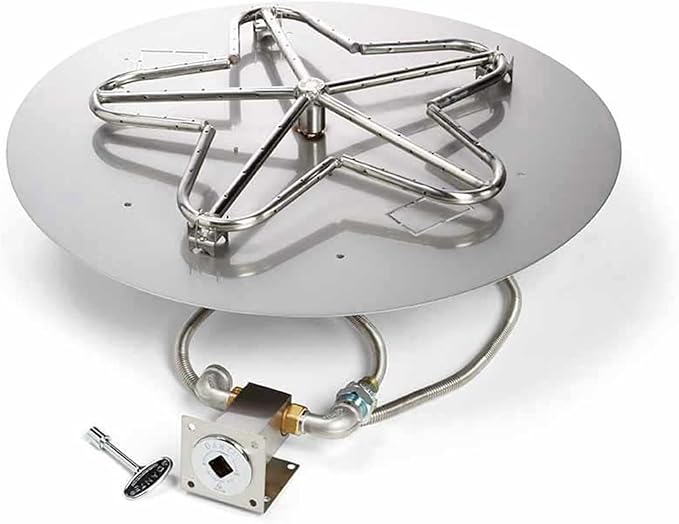 HPC - 32" Mesa Hammered Copper Gas Fire and Water Bowl with Penta Burner