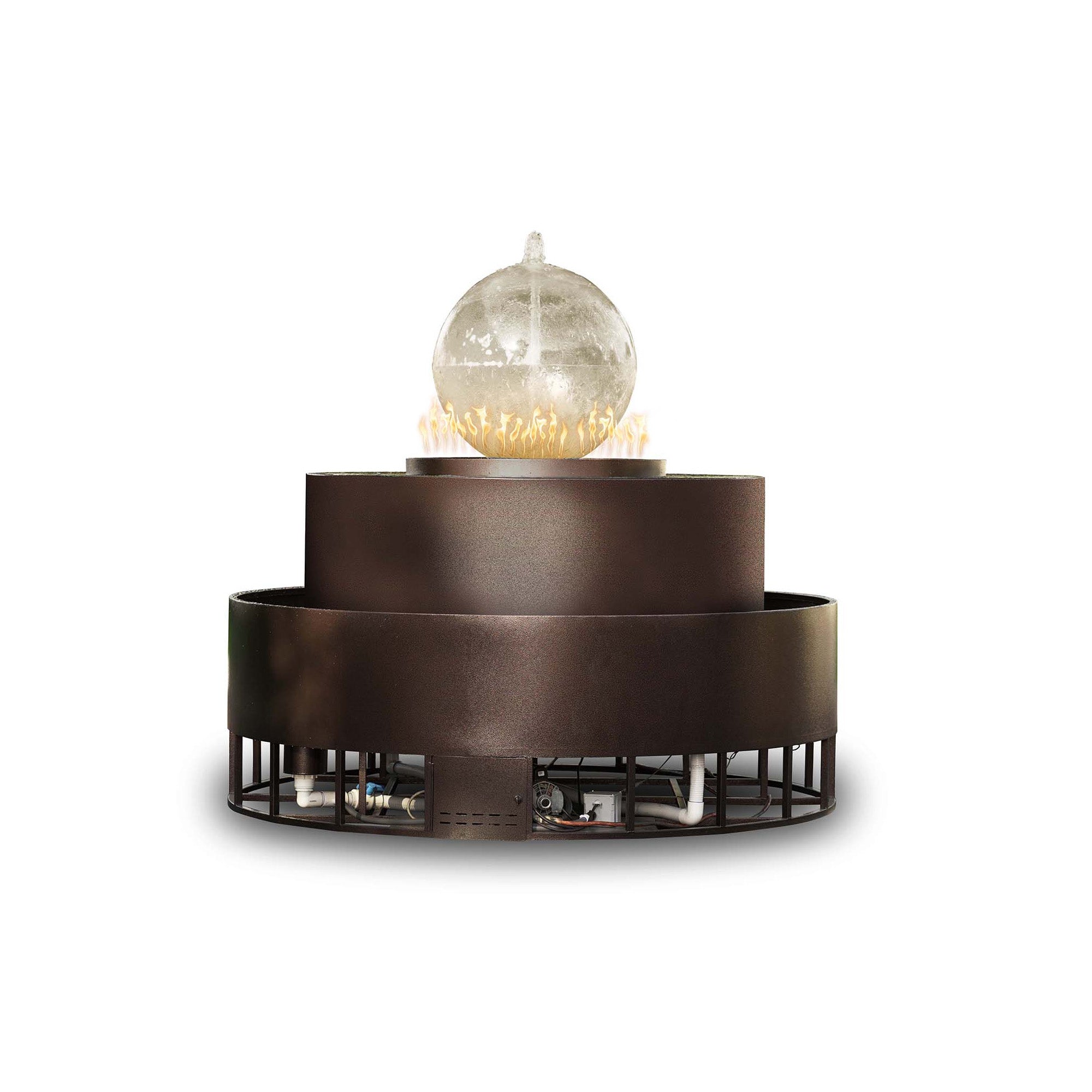 The Outdoor Plus - 89″ Atlas Round Fire & Water Fountain – Powder Coated Metal