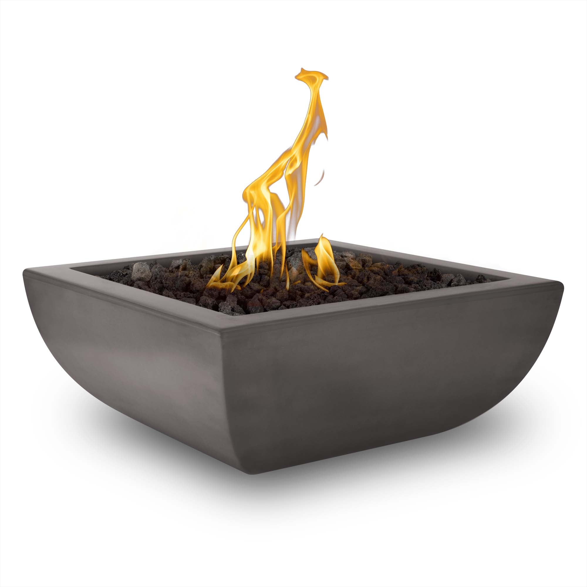 Fire pit with flames on a white background