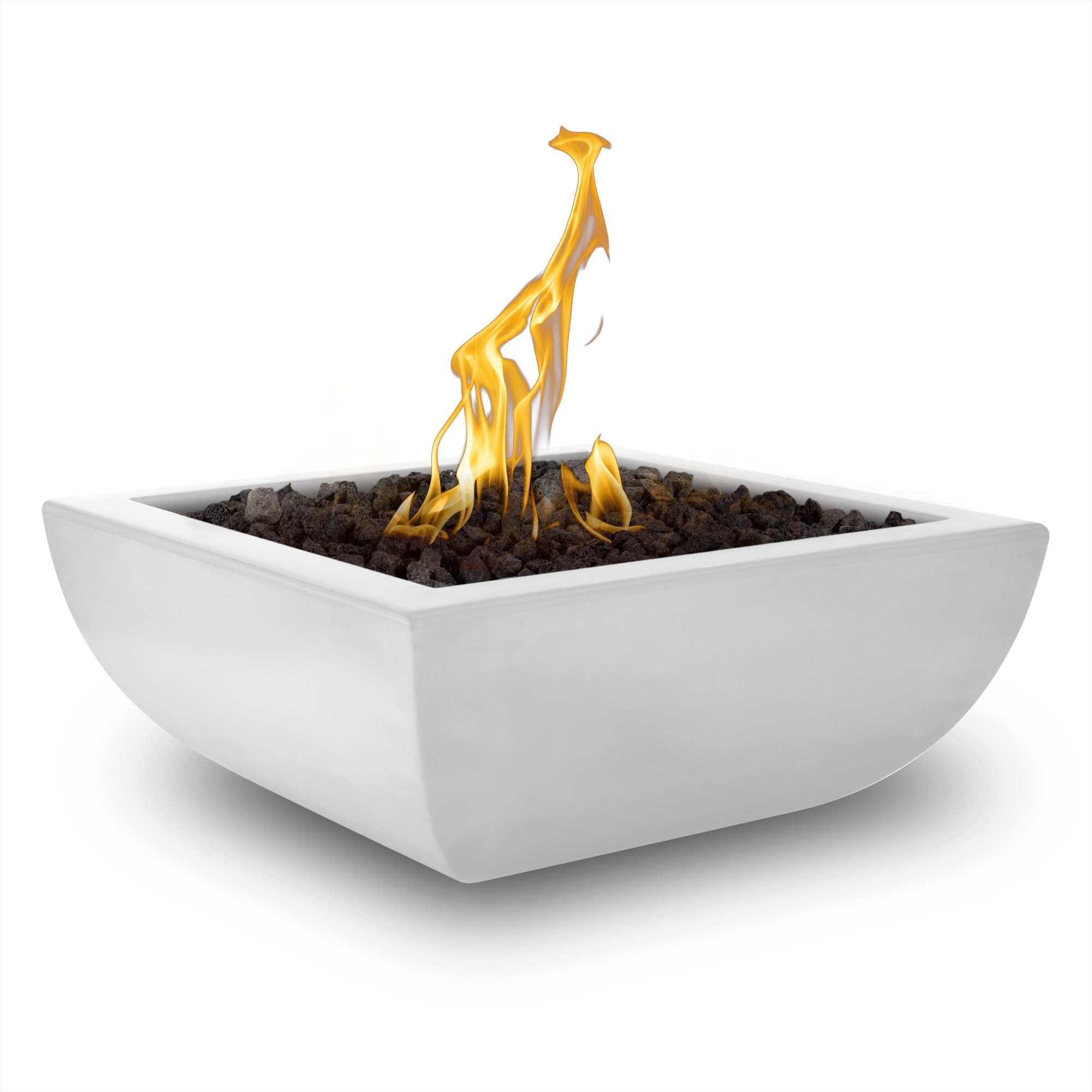 White fire pit with a giraffe-shaped flame on a white background