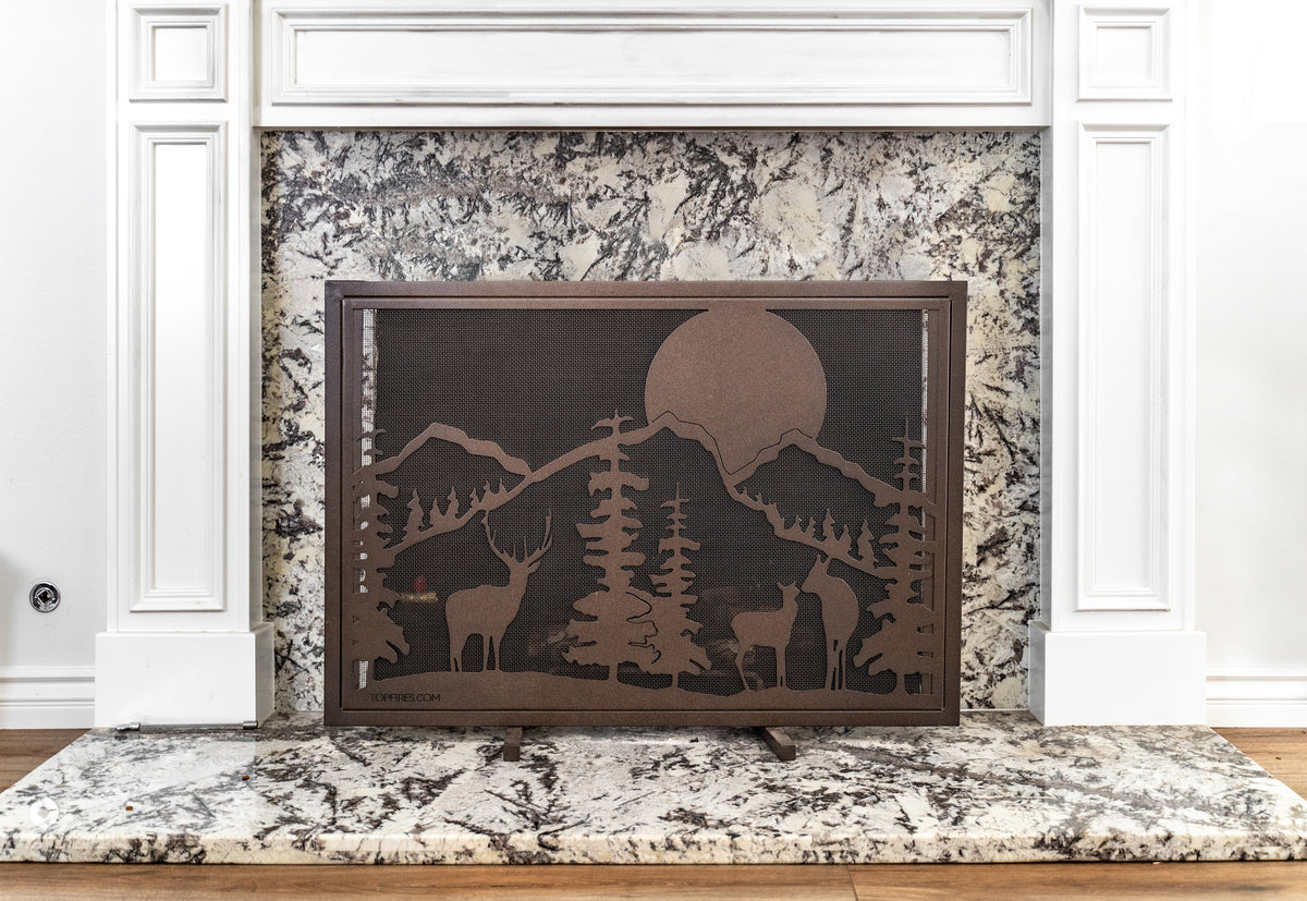 The Outdoor Plus Deer Country Fireplace Screen – 40″ × 30″