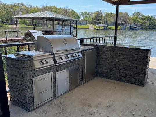 Tru Innovative Outdoor 8 Ft Pro LTE Island for Fridge, Power Burner & Extra Storage