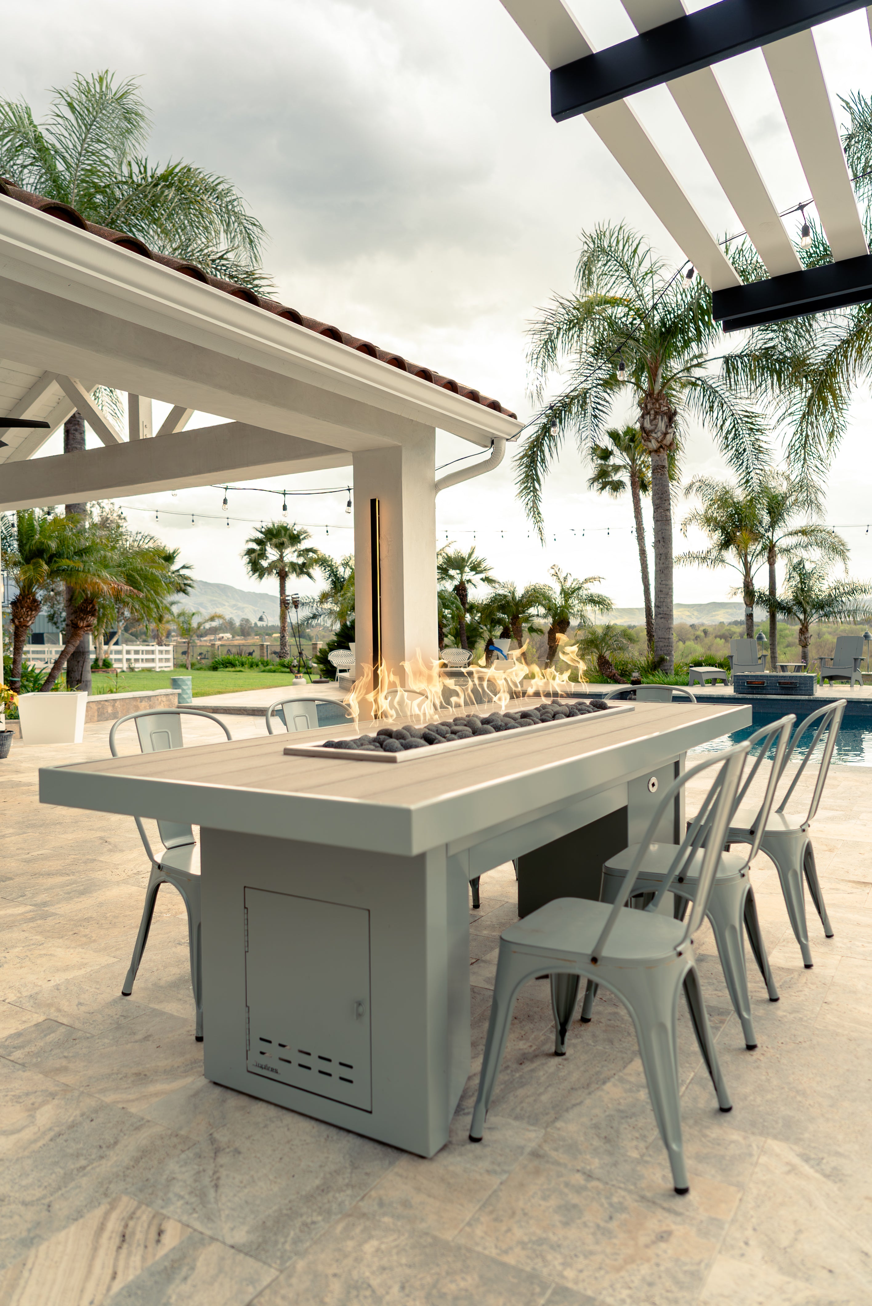 Videl - Alameda 96" Outdoor Cooking Table with Dual Burner – Powder-Coated Finish