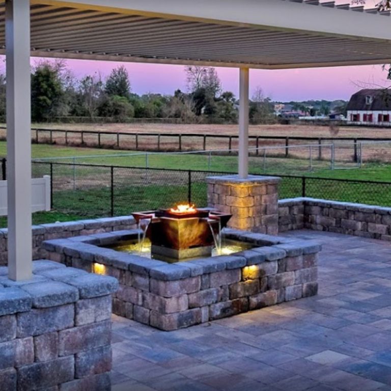 The Outdoor Plus – 60″ Square Olympian with Maya – 4 Way Spill Fire & Water Fountain