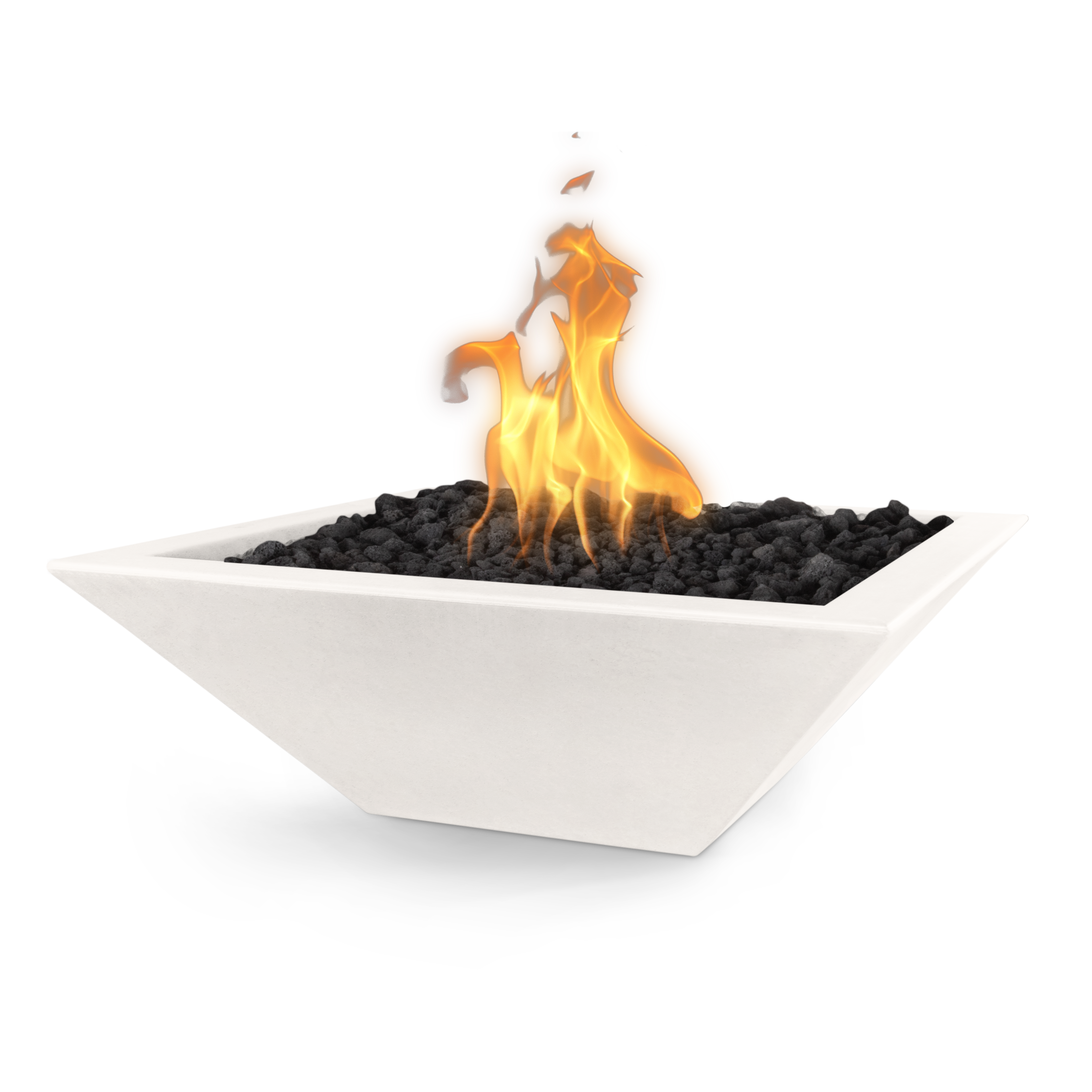 The Outdoor Plus Maya GFRC Concrete Square Fire Bowl - White