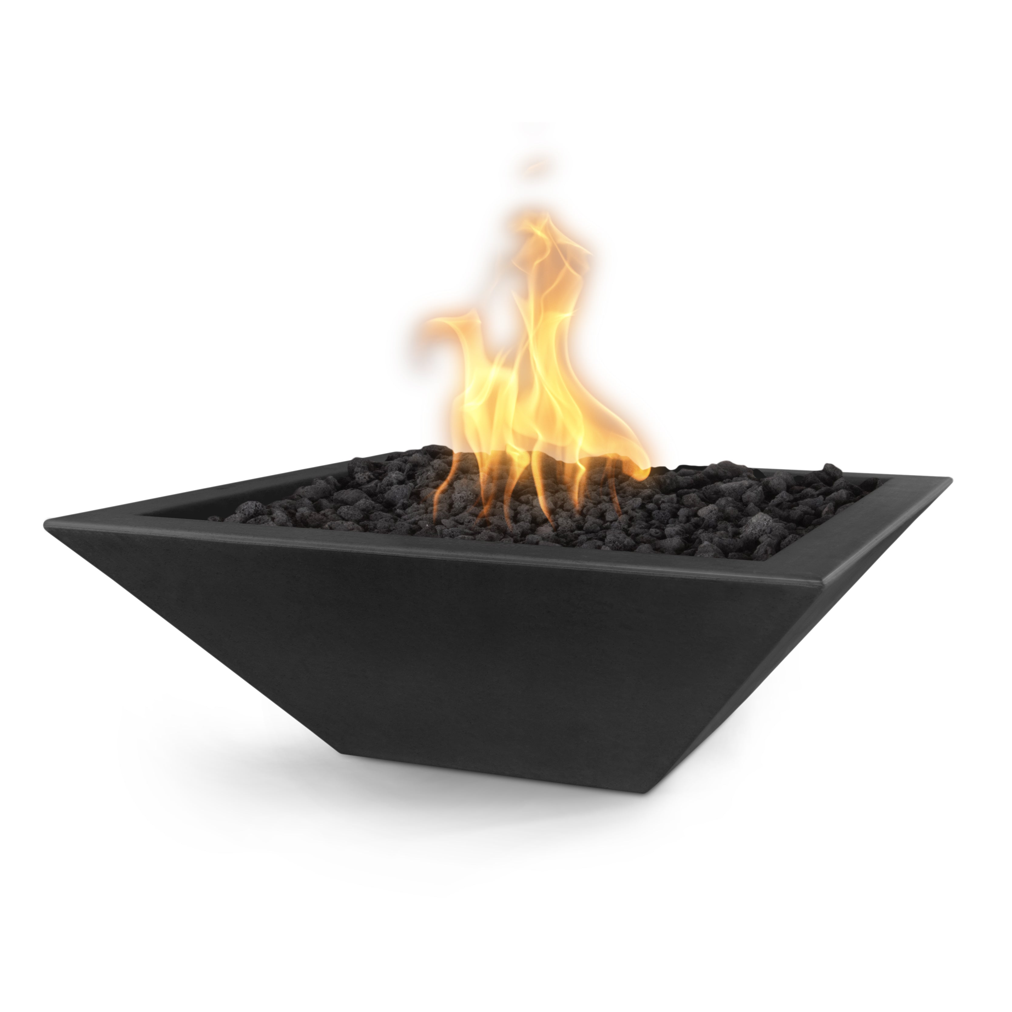 The Outdoor Plus Maya GFRC Concrete Square Fire Bowl - Black