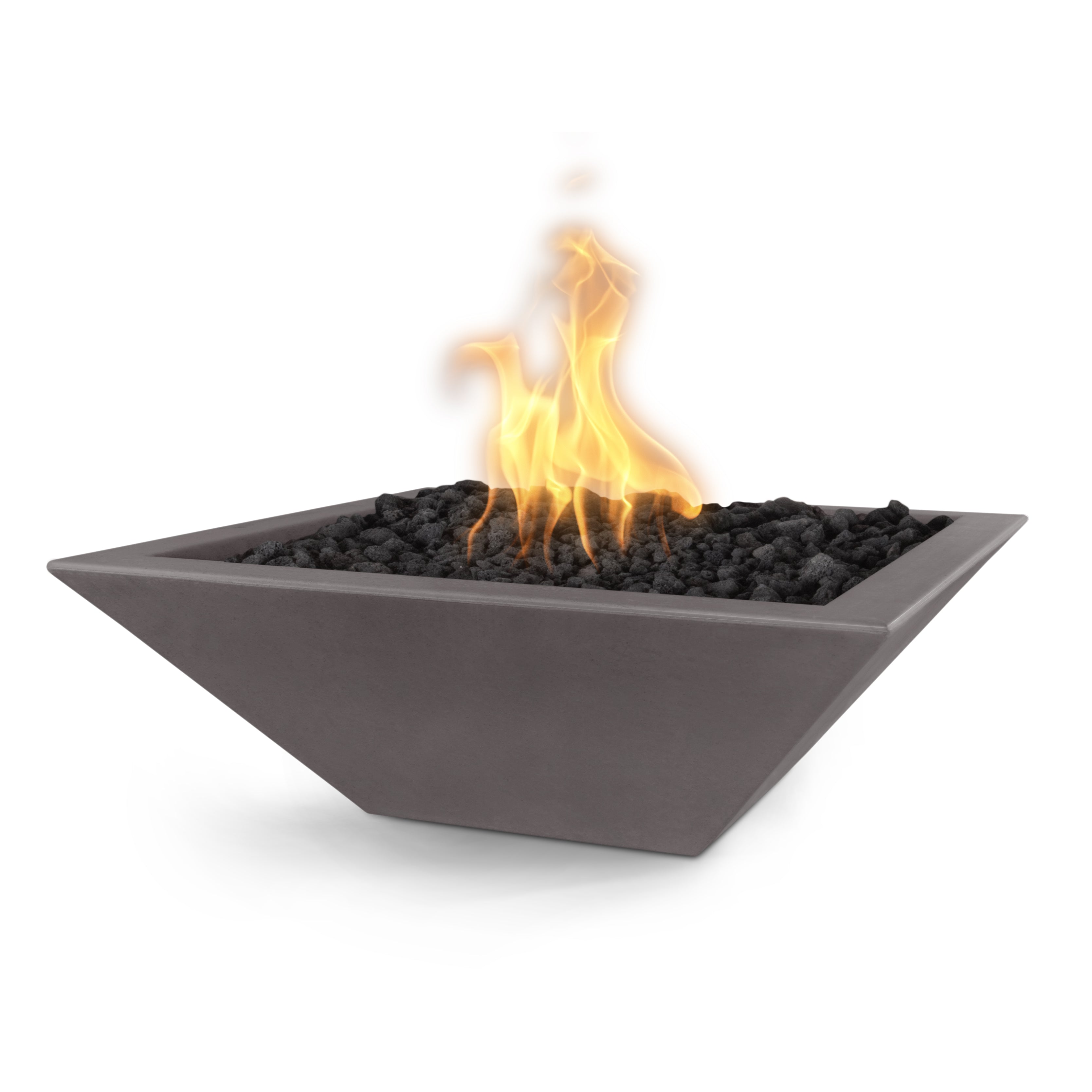 The Outdoor Plus Maya GFRC Concrete Square Fire Bowl - Chestnut