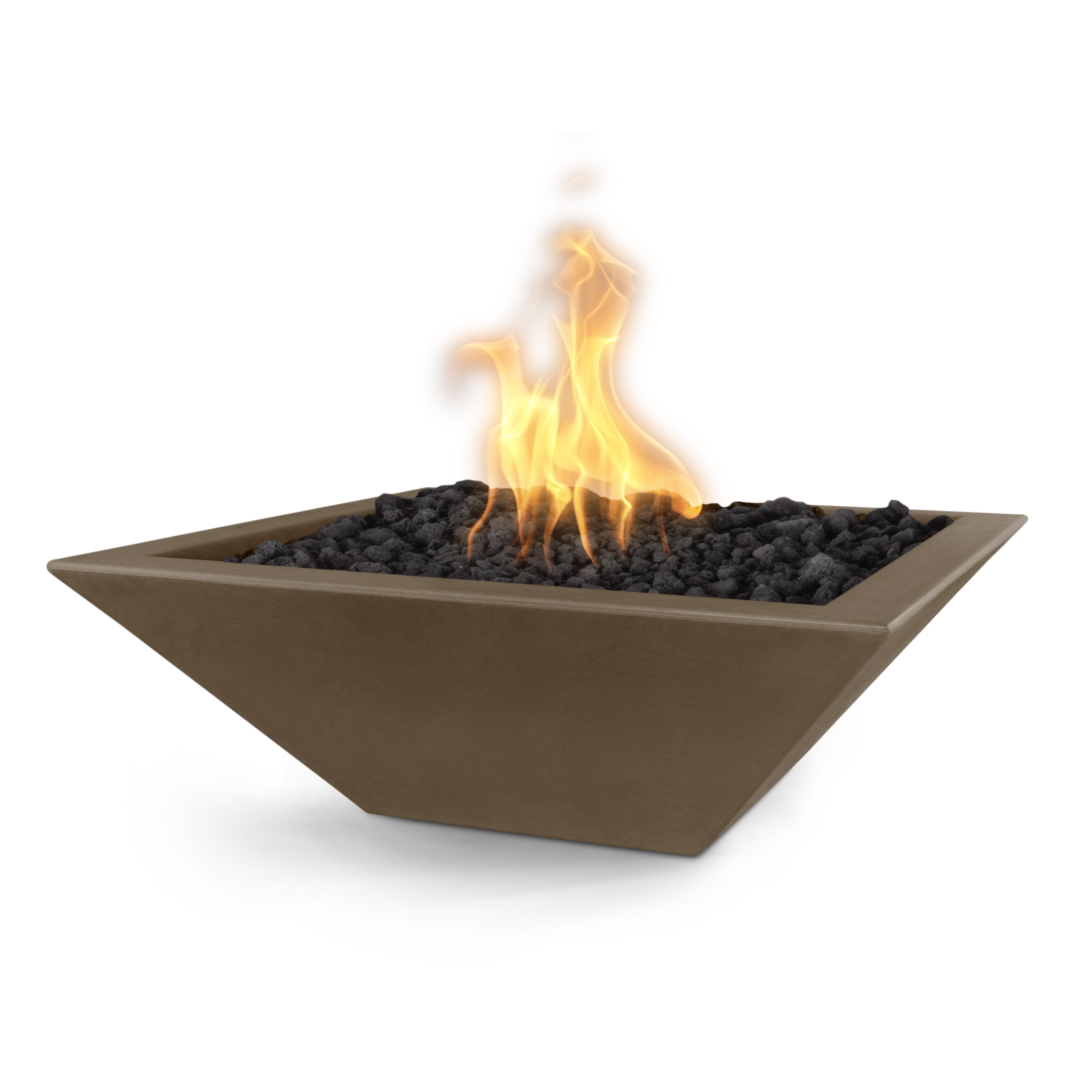 The Outdoor Plus Maya GFRC Concrete Square Fire Bowl - Chocolate