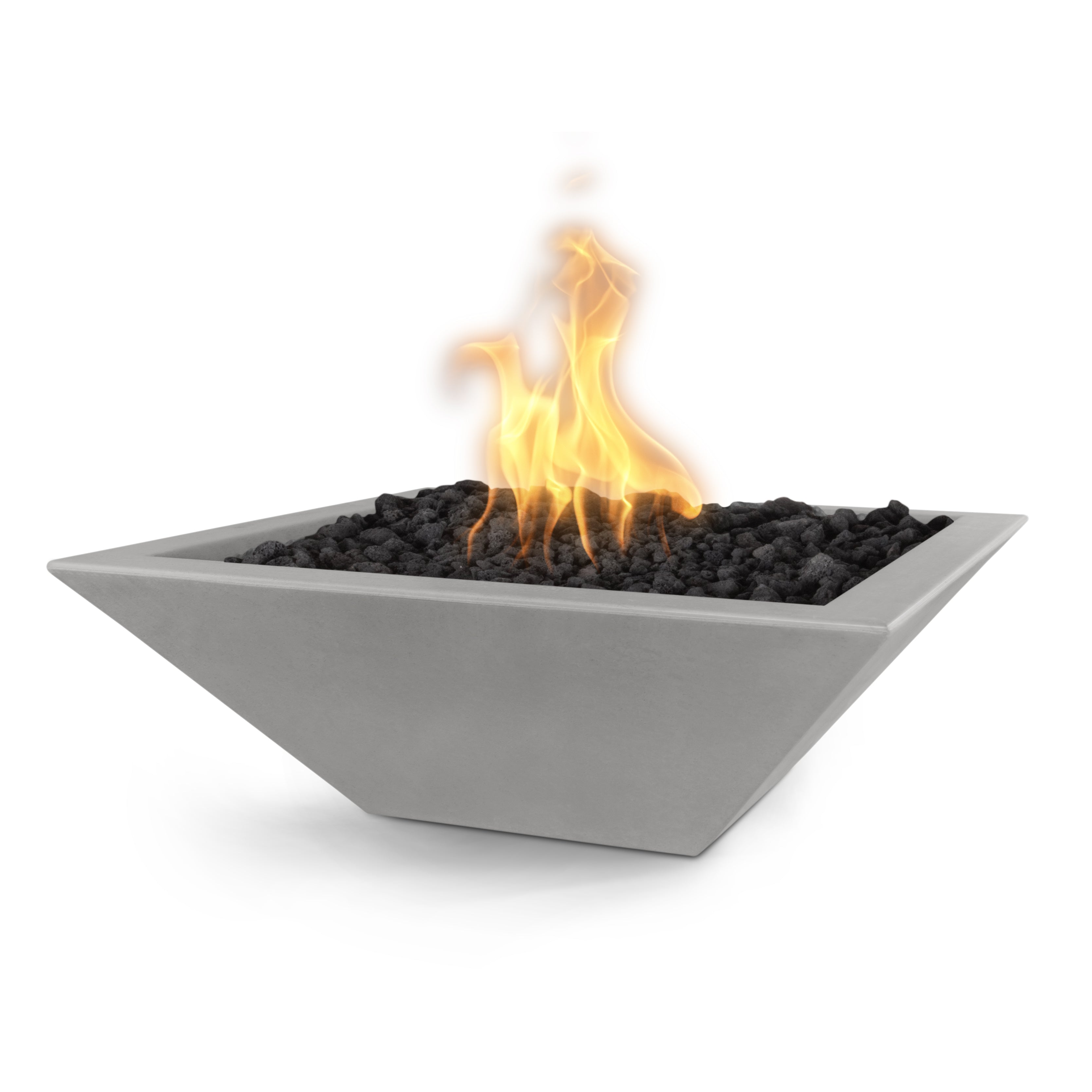 The Outdoor Plus Maya GFRC Concrete Square Fire Bowl - Natural Gray