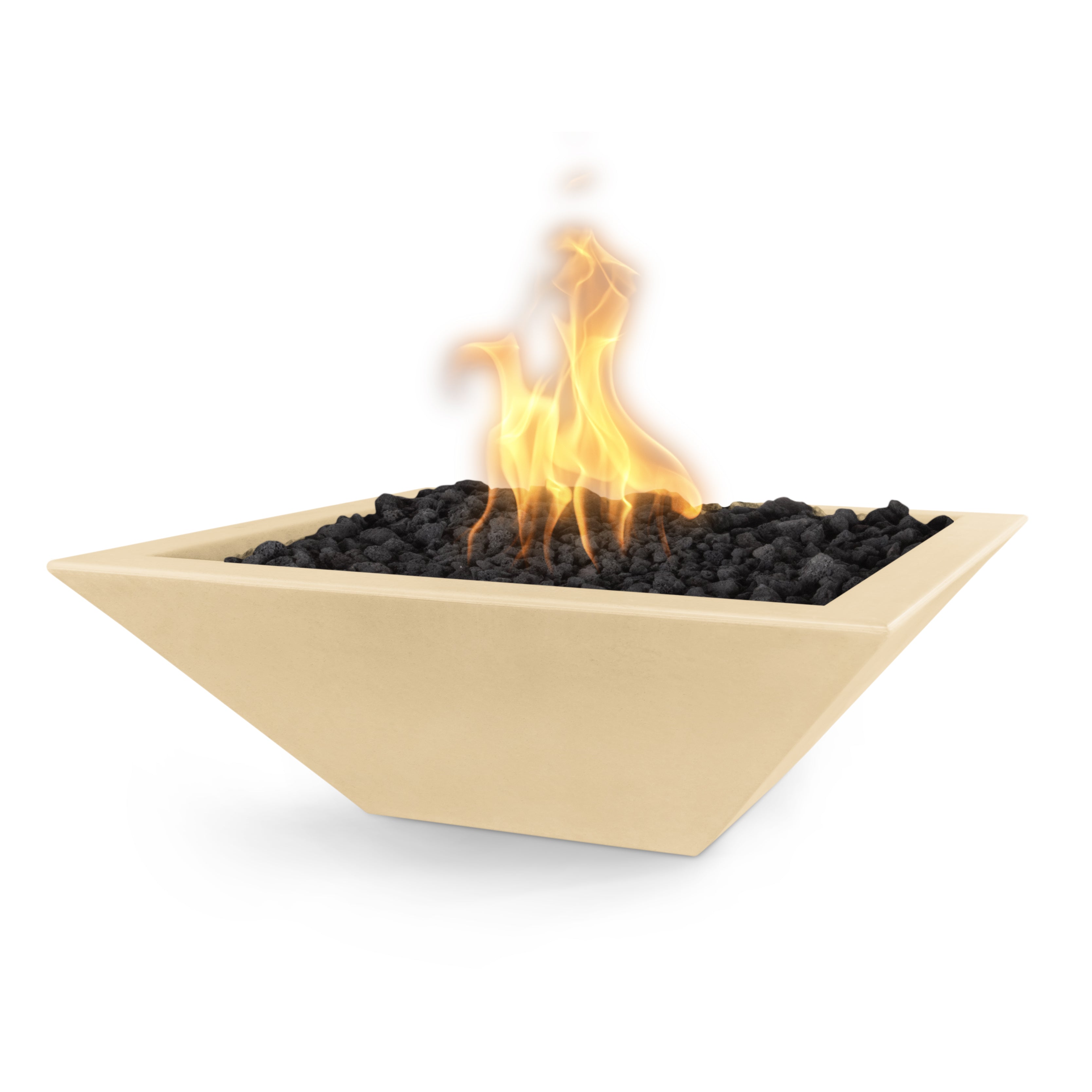 The Outdoor Plus Maya GFRC Concrete Square Fire Bowl - Vanilla