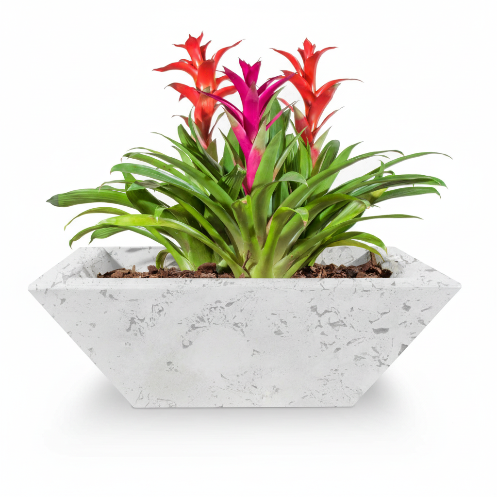 Maya planter bowl in Rustic White GFRC