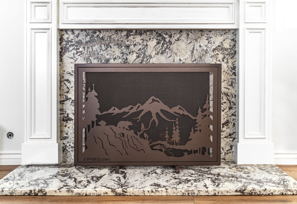 Big Bear 40″ × 30″ Powder-Coated Steel Fireplace Screen by The Outdoor Plus