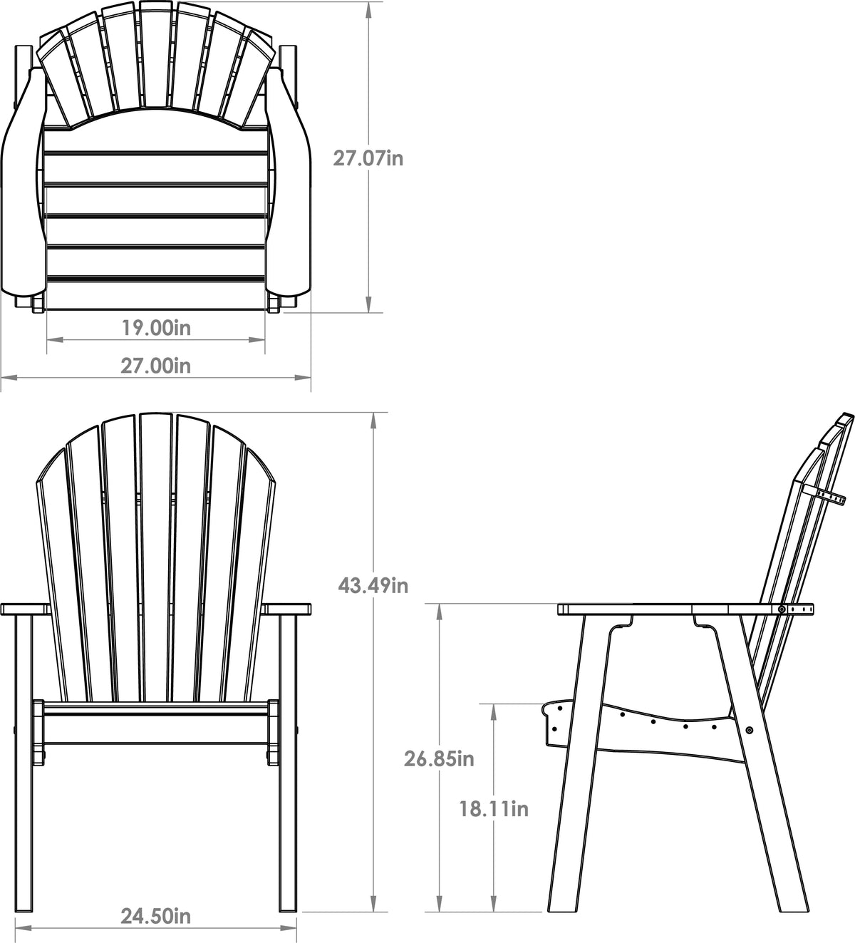 Patiova Poly Adirondack Dining Chair