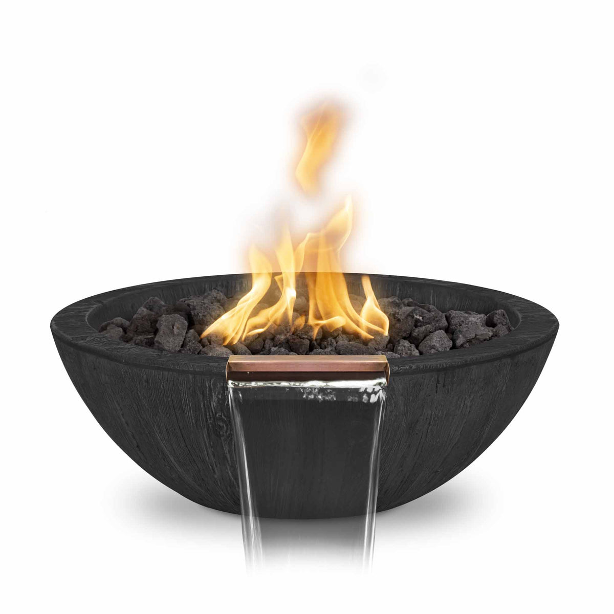 The Outdoor Plus 27" Sedona Water & Fire Bowl – Wood Grain Concrete