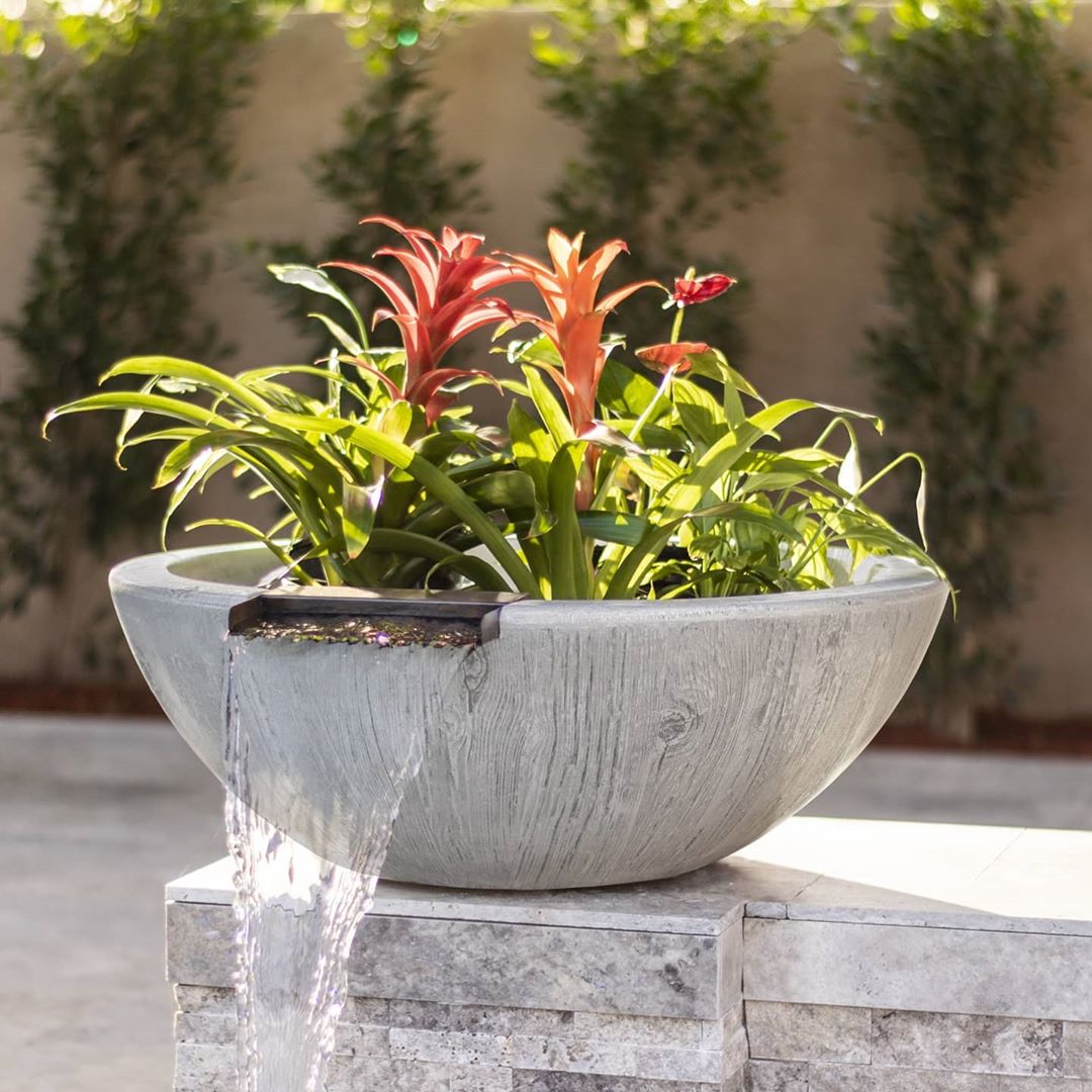 The Outdoor Plus 27" Sedona Woodgrain Planter & Water Bowl