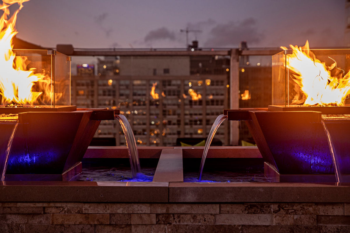 The Outdoor Plus Maya 4-Way Spill Fire & Water Bowl – Powder Coat