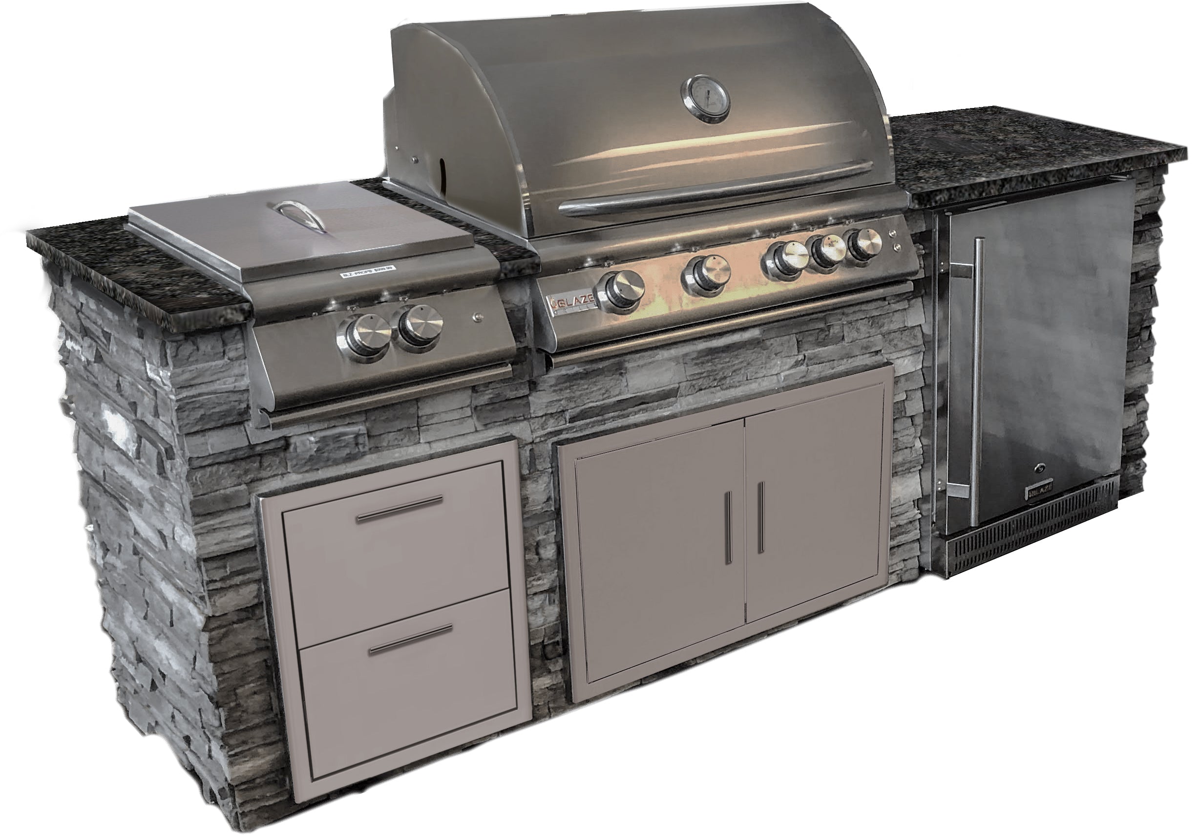 Tru Innovative Outdoor 8 Ft Pro LTE Island for Fridge, Power Burner & Extra Storage