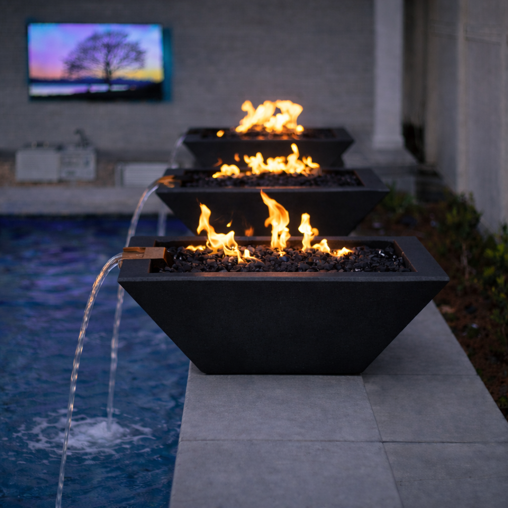 The Outdoor Plus - Maya GFRC Fire & Water Bowl - Black