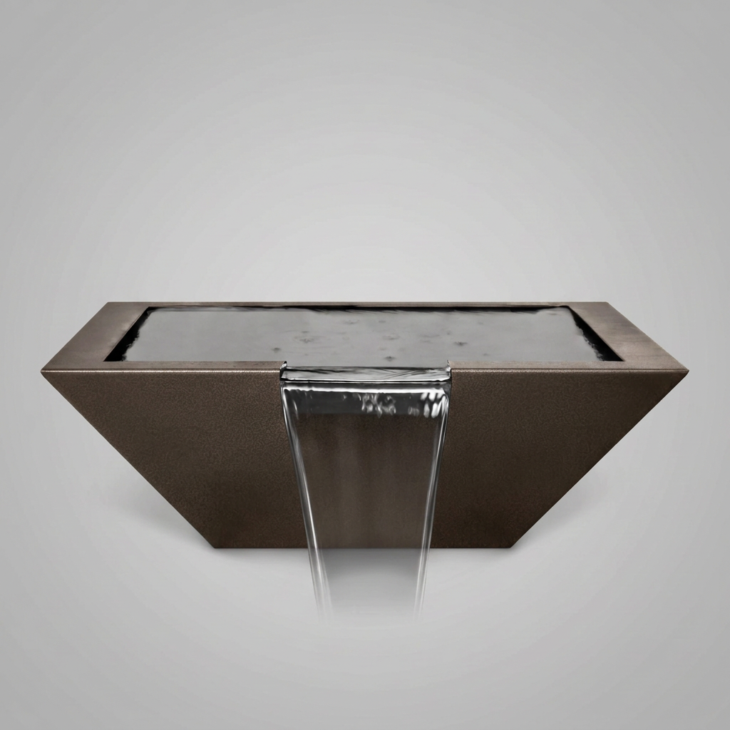Maya powder-coated water bowl in Bronze Hammertone on a soft gray background