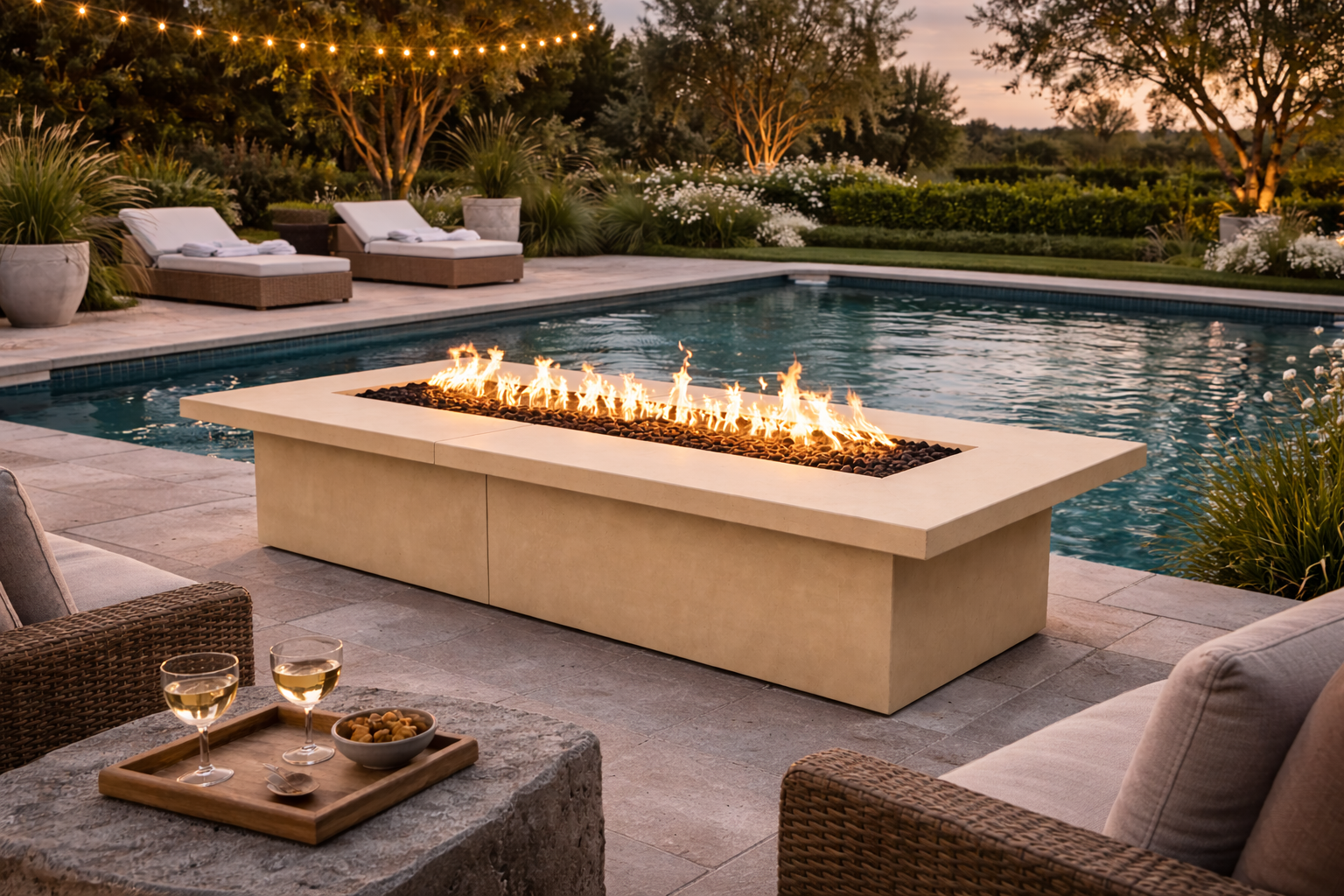 The Outdoor Plus GFRC Concrete Newport Fire Table - Brown