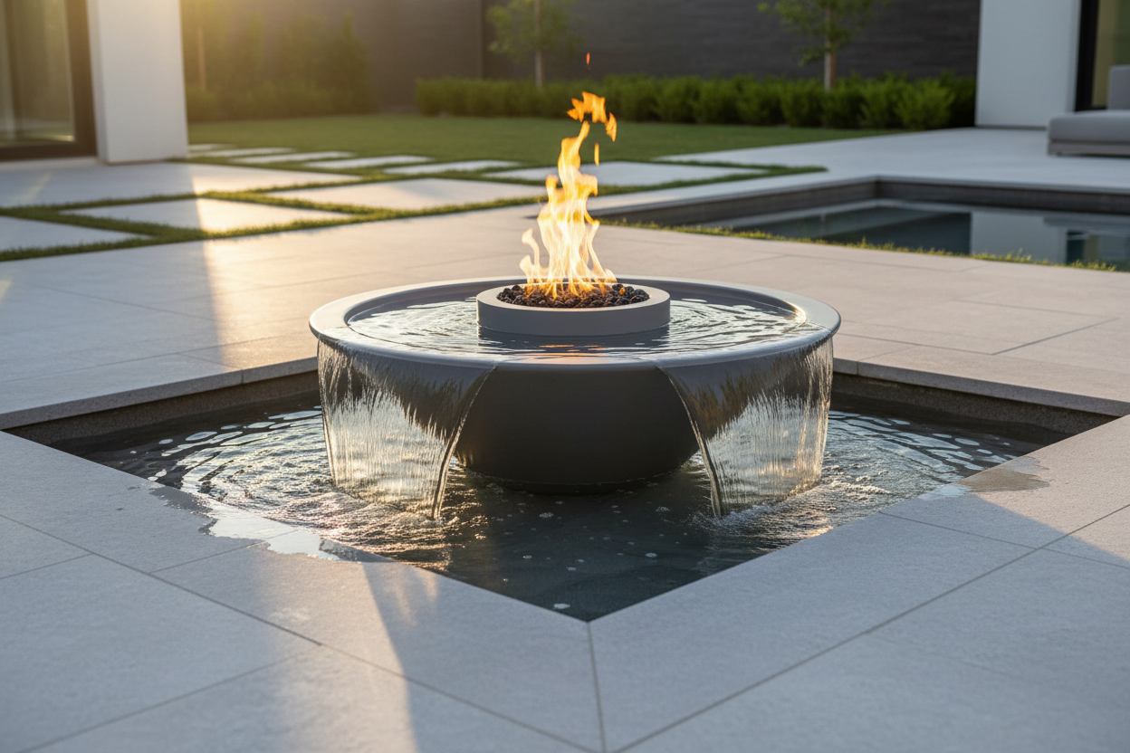 Cazo GFRC Fire & Water Bowl® - Pool Installation