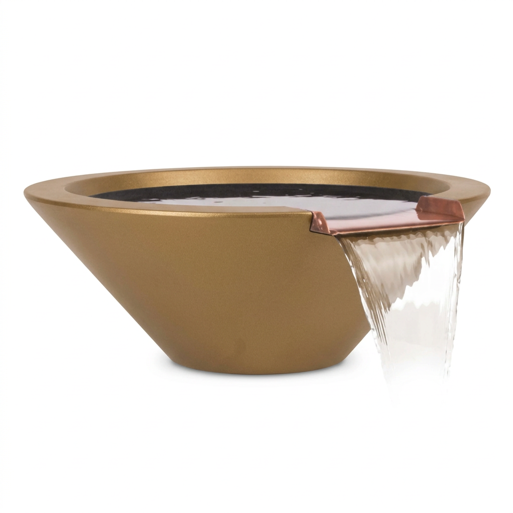 Cazo GFRC water bowl in Metallic Bronze with a clean white background