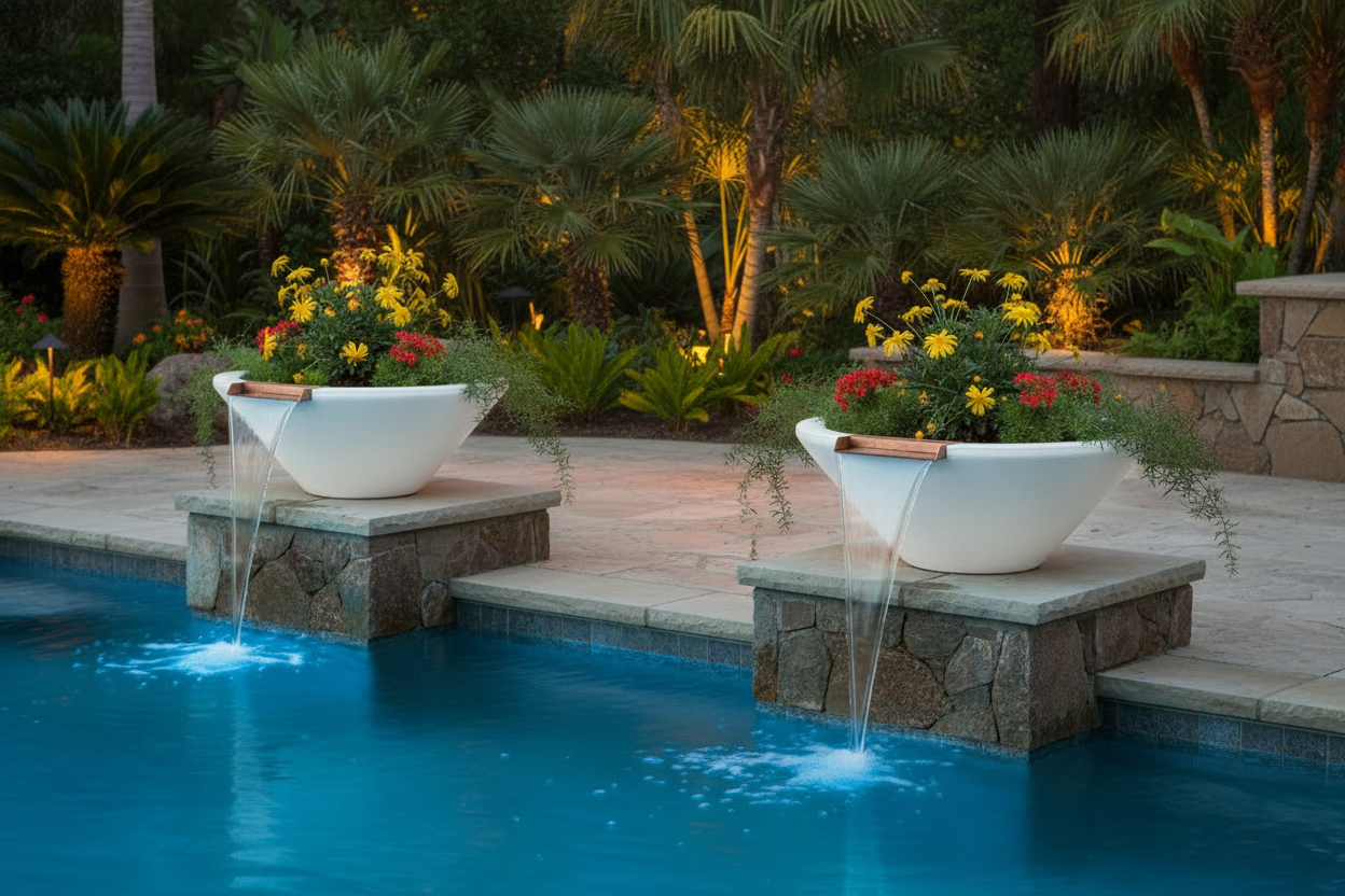 Cazo Planter Bowl - Lifestyle Poolside No Fireplace