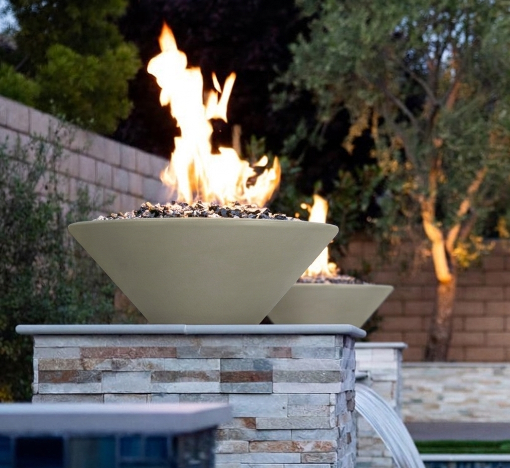 The Outdoor Plus Round Cazo GFRC Concrete Fire Bowl - Ash