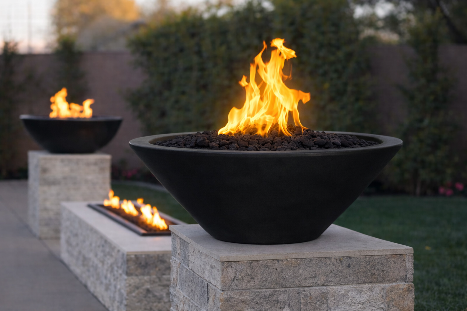 The Outdoor Plus Round Cazo GFRC Concrete Fire Bowl - Black