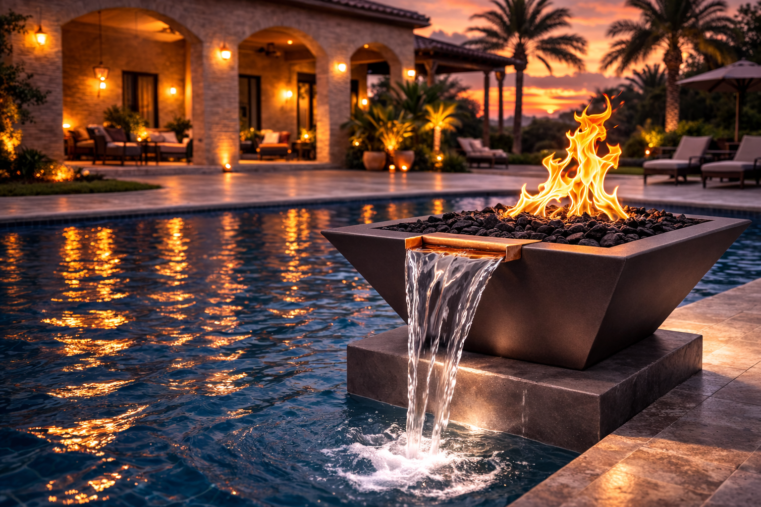 The Outdoor Plus - Maya GFRC Fire & Water Bowl - Chestnut