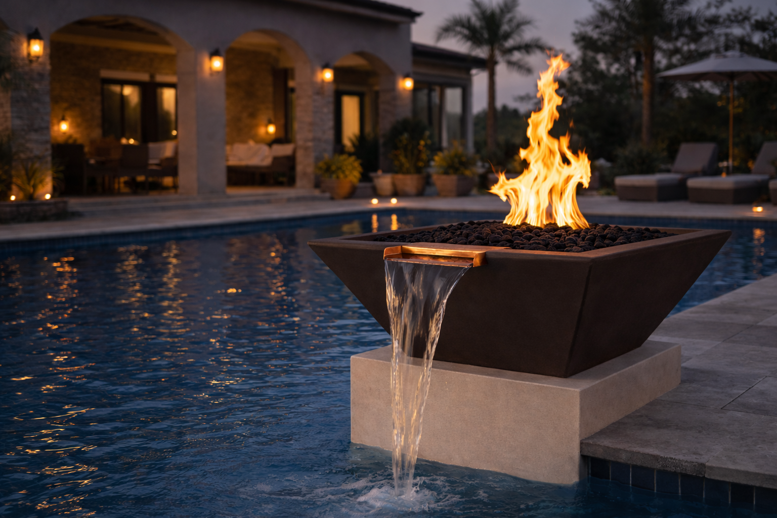 The Outdoor Plus - Maya GFRC Fire & Water Bowl - Chocolate
