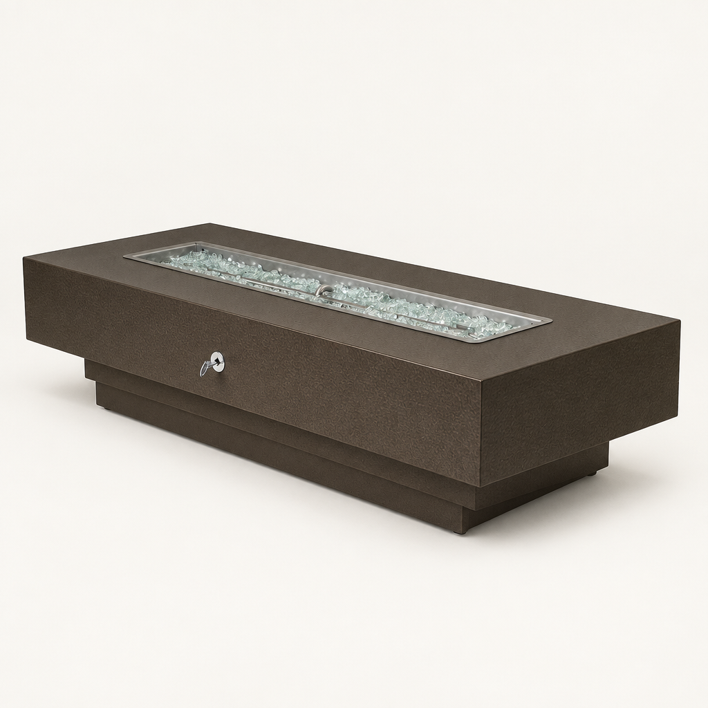 Coronado rectangular fire pit in Bronze Hammertone finish