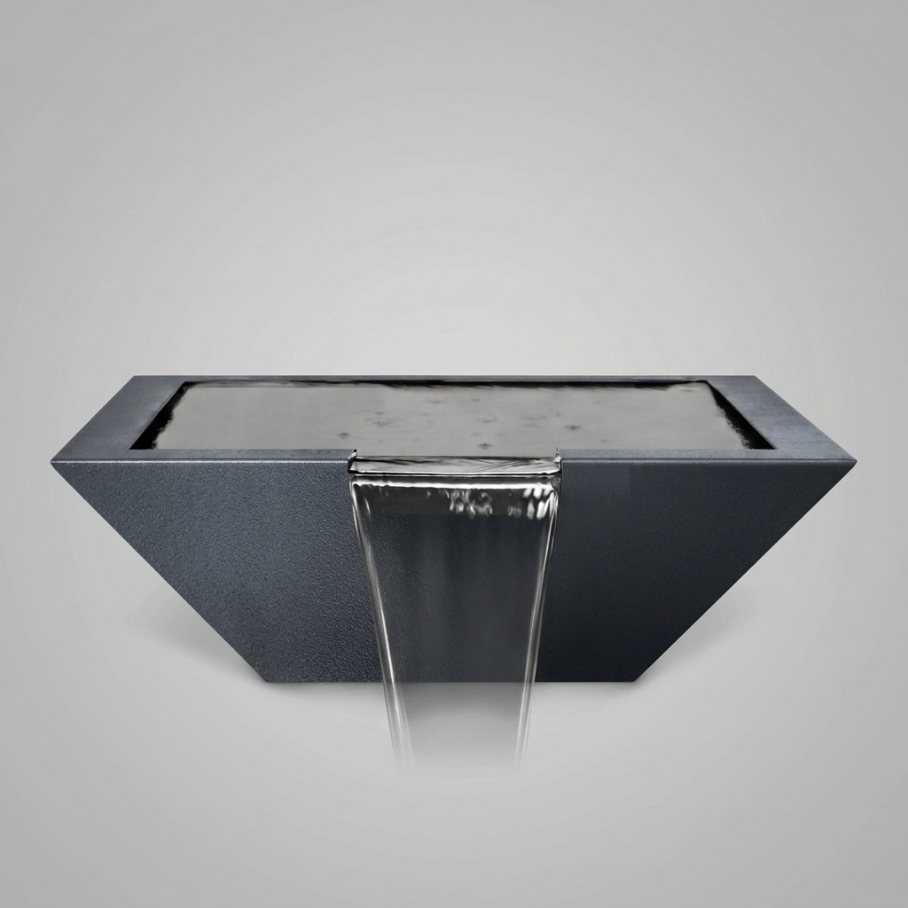 Maya powder-coated water bowl in Graphite Grey on a soft gray background