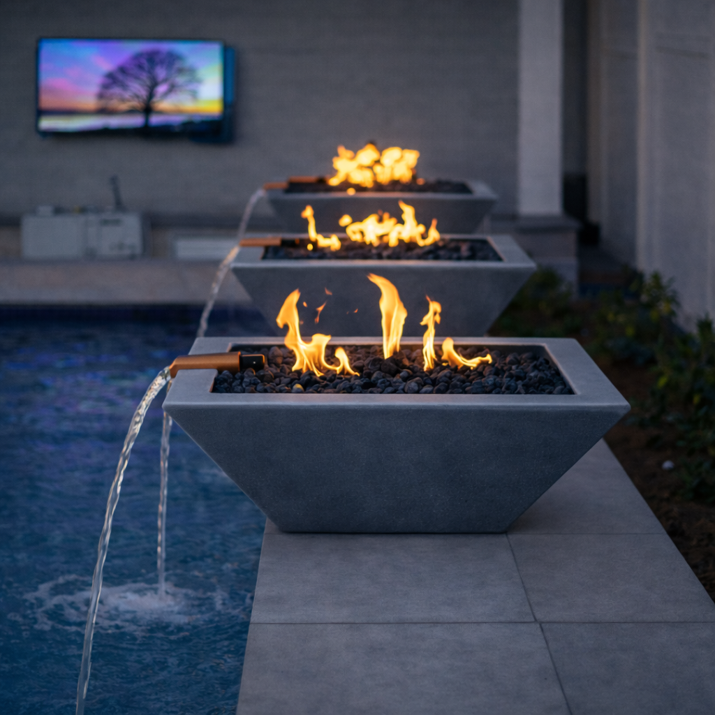 The Outdoor Plus - Maya GFRC Fire & Water Bowl - Gray