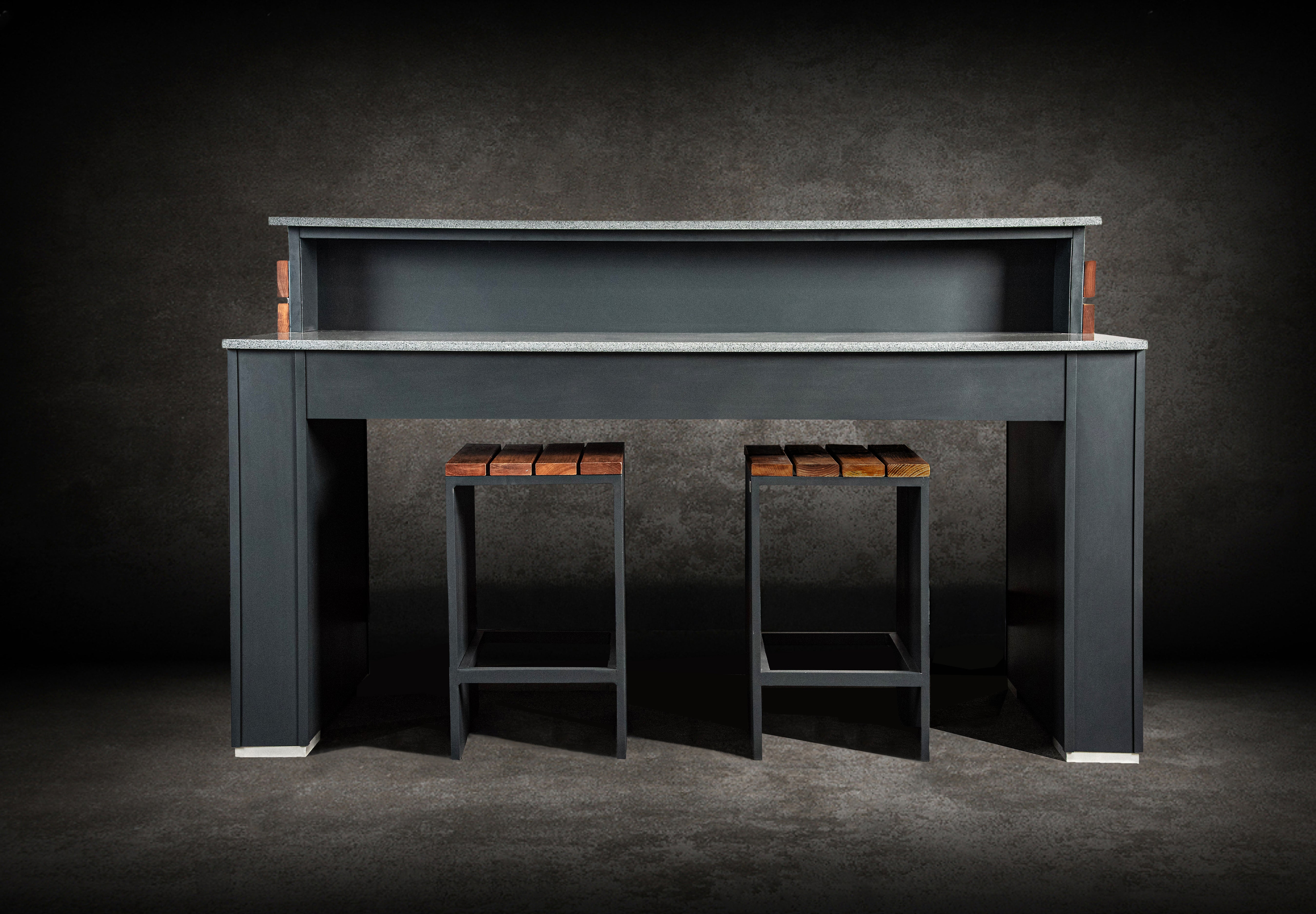 Grillandia Bar Unit Outdoor Kitchen Module with Stools & Granite Countertop