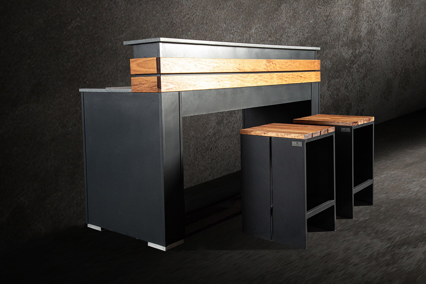 Grillandia Bar Unit Outdoor Kitchen Module with Stools & Granite Countertop