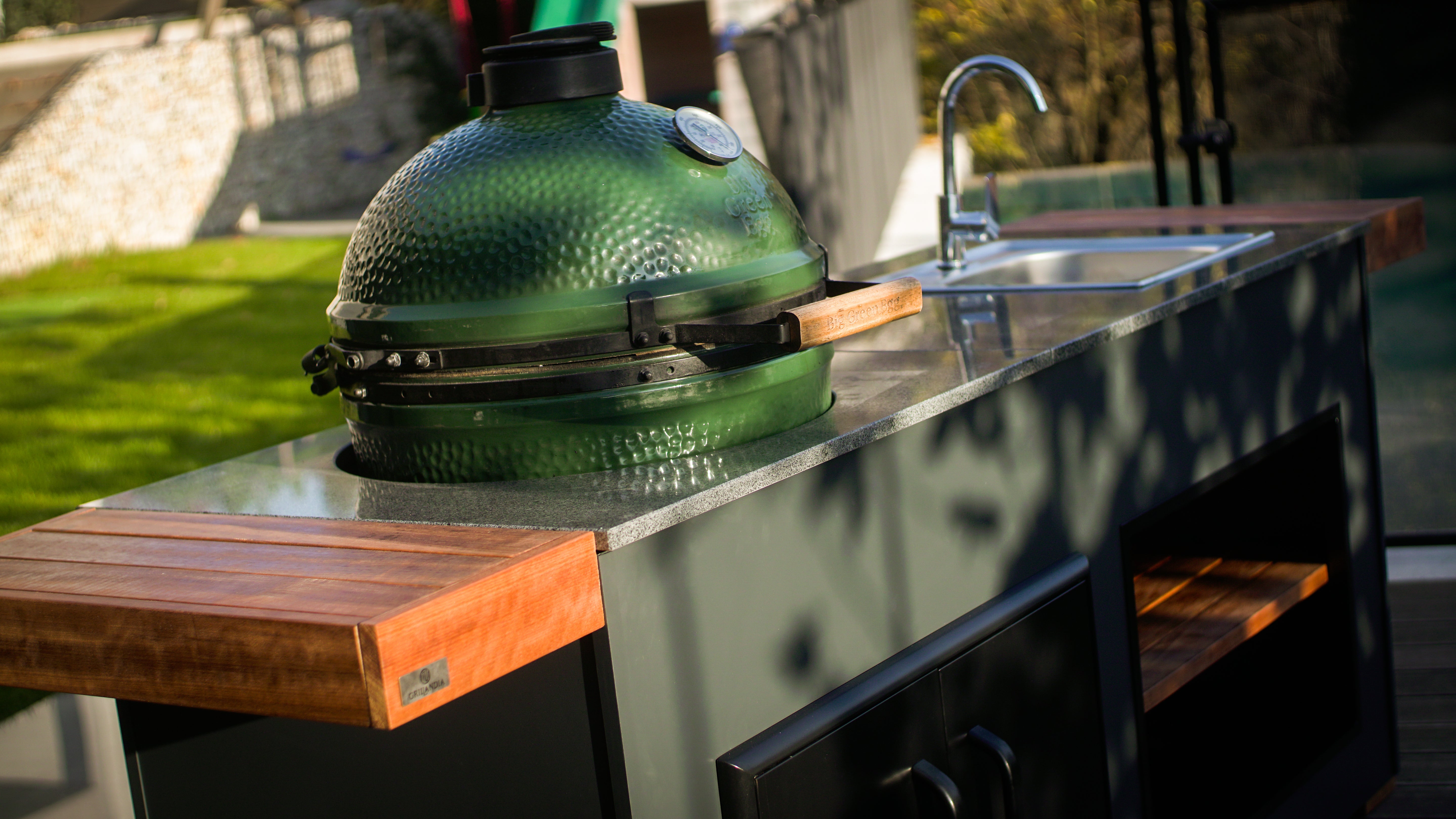 Grillandia Egg Nest Kamado Outdoor Kitchen Island with Ceramic Grill & Sink