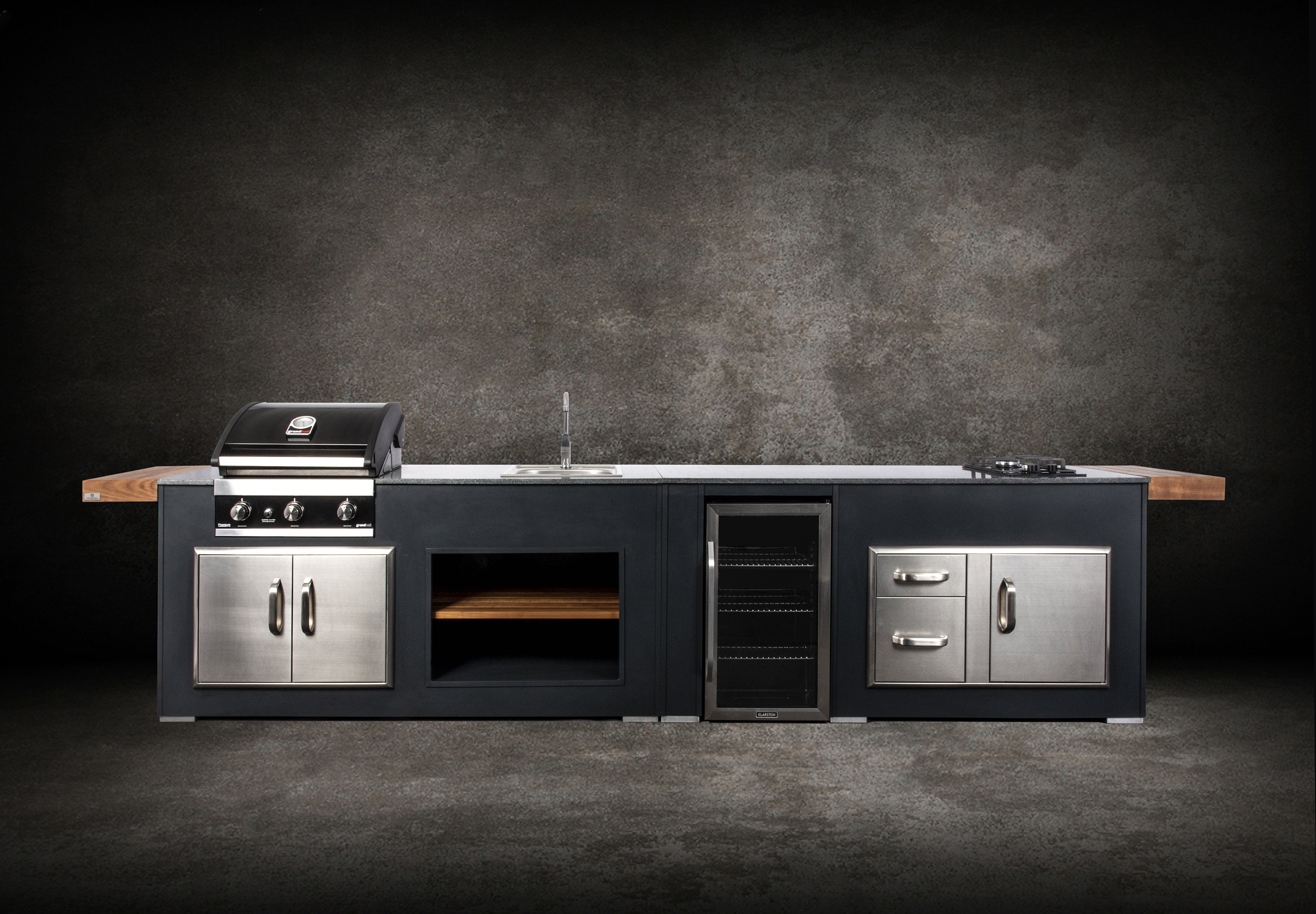 Grillandia MediumRare Outdoor Kitchen Island – Gas Grill BBQ Station with Granite Worktop