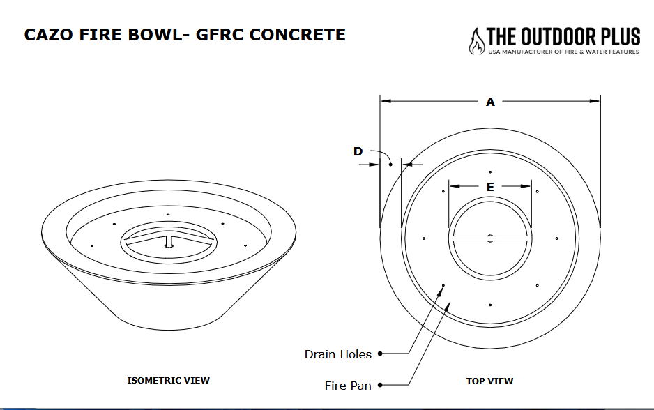 The Outdoor Plus - 31" Round Cazo Fire Bowl GFRC Concrete