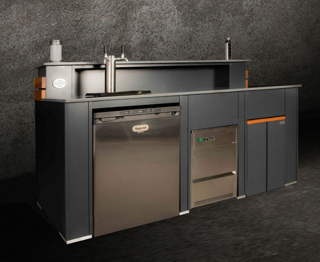 Grillandia Outdoor Bar-Kegerator, Ice Machine or Drink Cooler, 2 Bar Stools