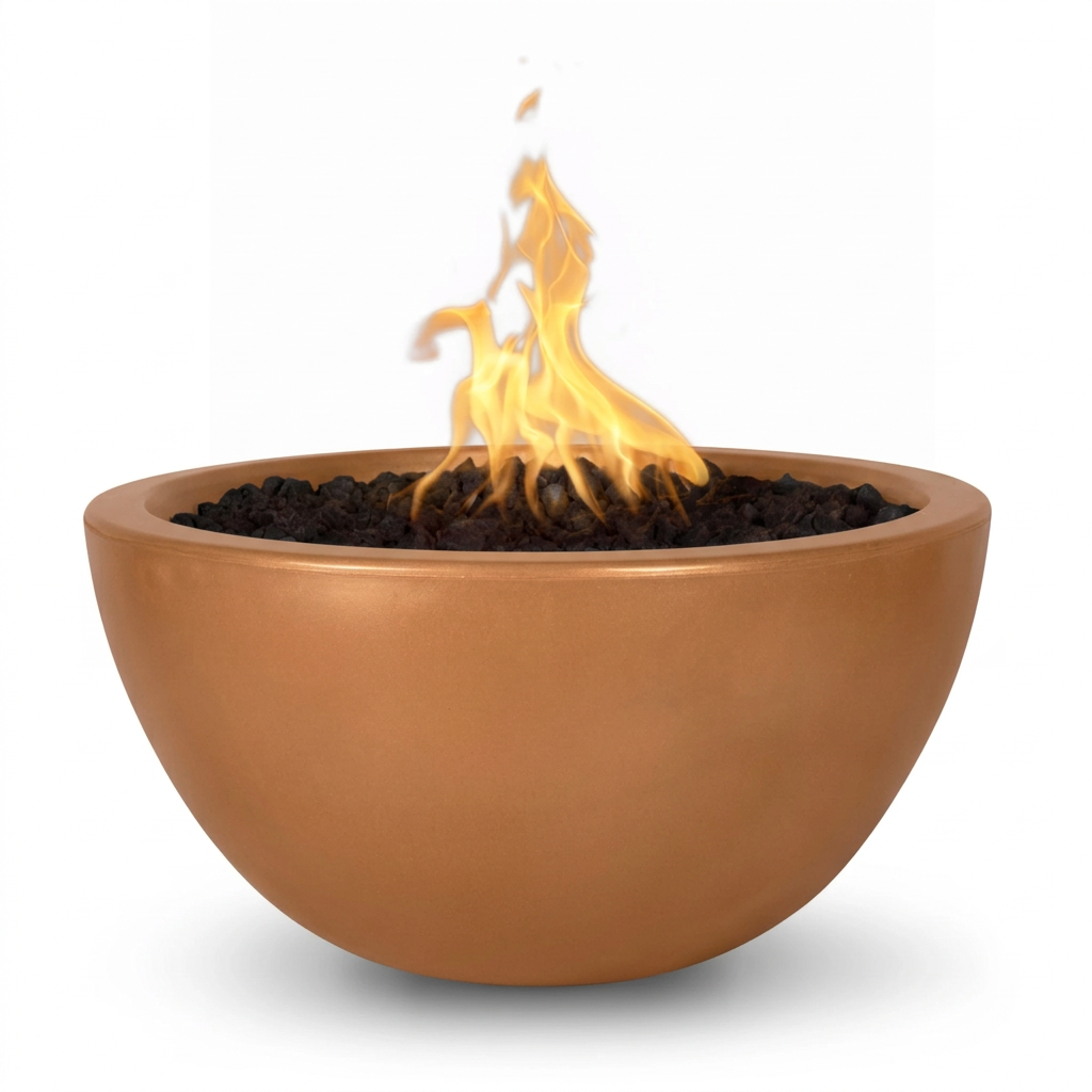 Luna Fire Bowl in GFRC Metallic Copper