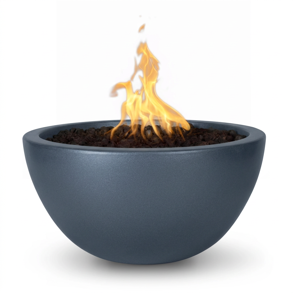 Luna Fire Bowl in GFRC Metallic Slate