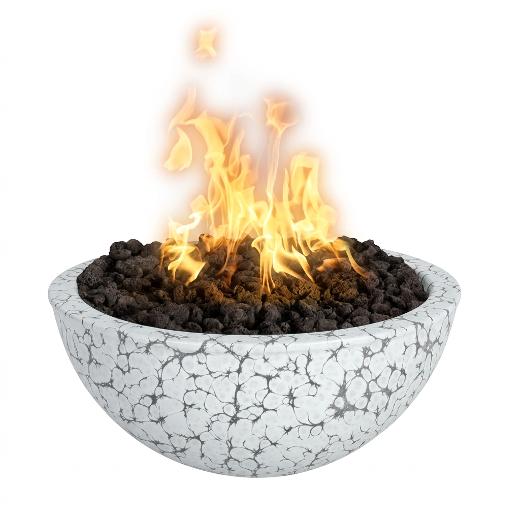 Luna Fire Bowl in White Vein
