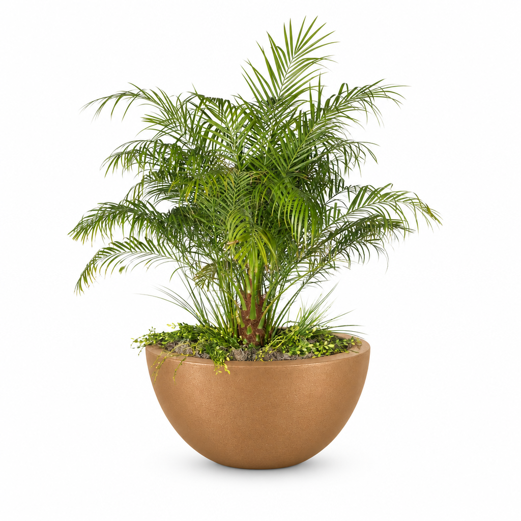 Luna planter in Metallic Copper on a clean white background