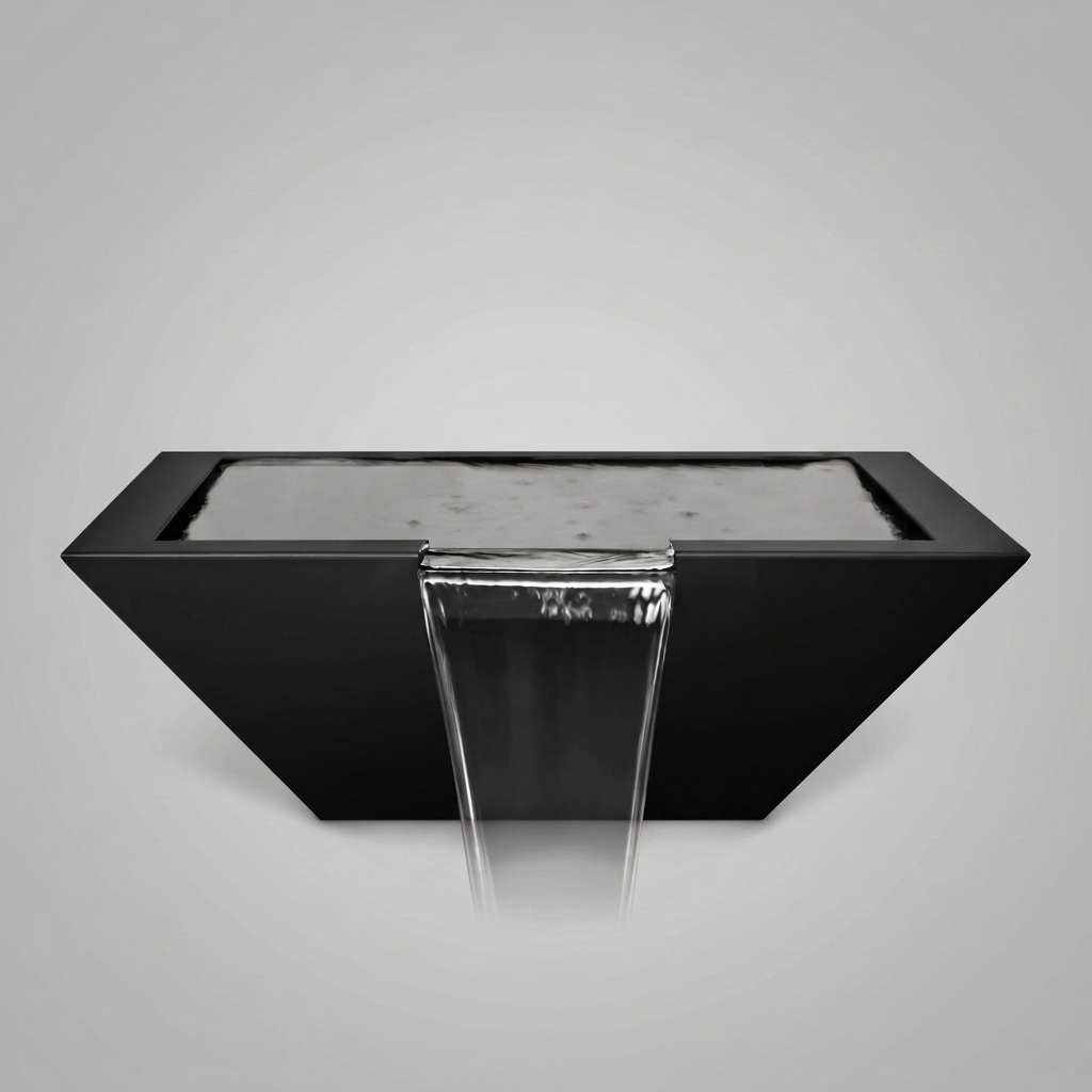 Maya powder-coated water bowl in Matte Black on a soft gray background
