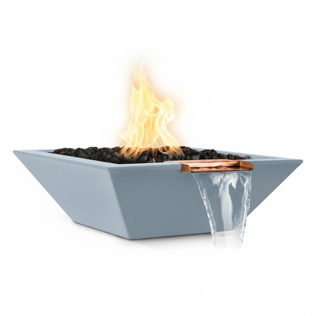 Maya GFRC Fire & Water Bowl - Metallic Silver