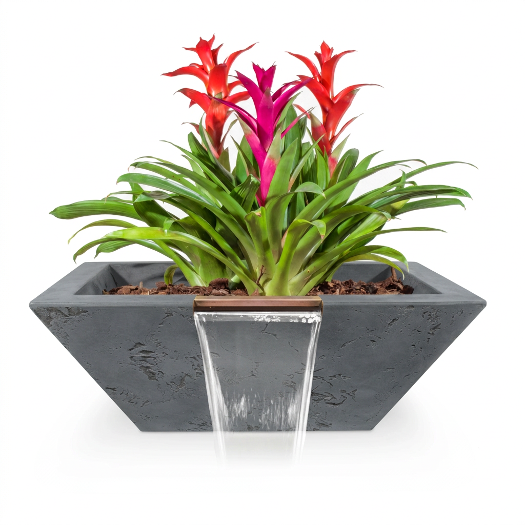 Maya GFRC Planter & Water Bowl in Rustic Grey